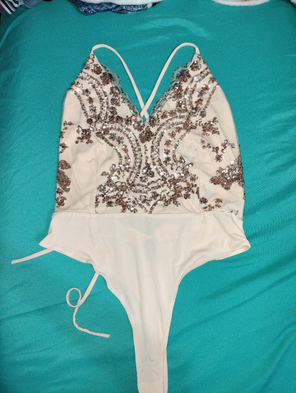 Sequined Rose Gold One-Piece